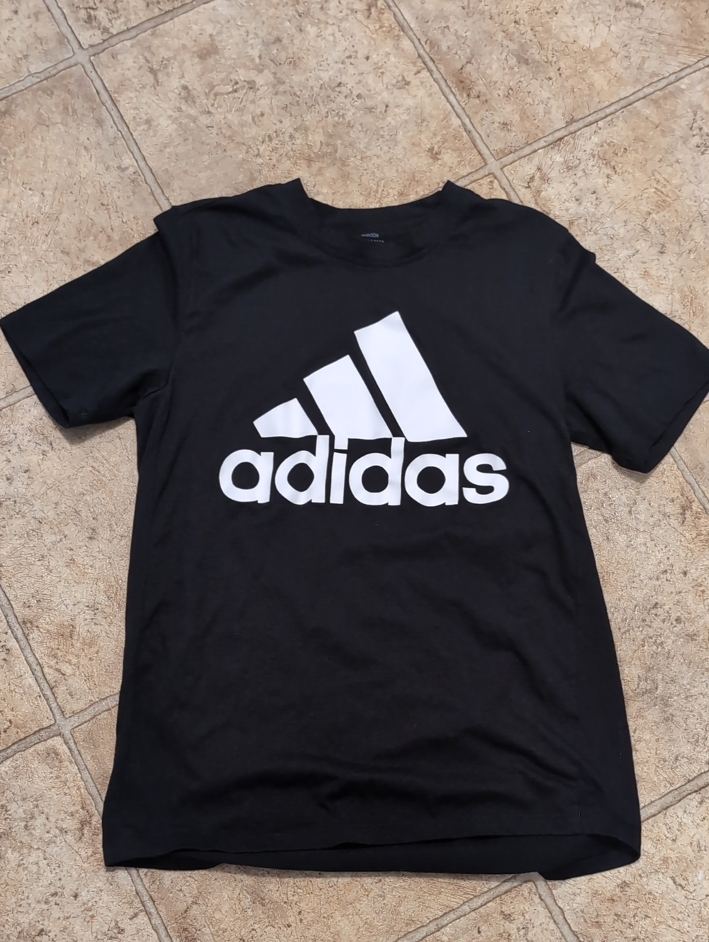 adidas Black Tee with White Logo Short Sleeve